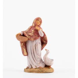 Statuette per Presepe, Pastorella con oca,  Cm12