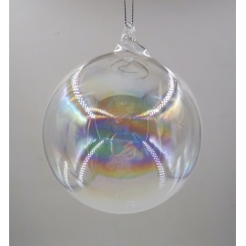 Pallina di Natale, Sfera di Vetro, 8 Cm, Trasparente Iridescente