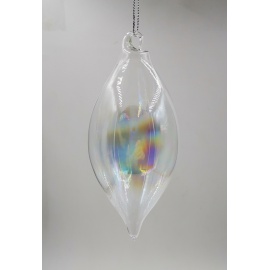 Pallina di Natale, Fuso di Vetro, 14 Cm, Trasparente Iridescente