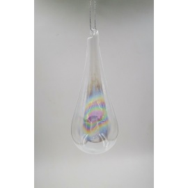 Pallina di Natale, Sfera Goccia di Vetro, 14 Cm, Trasparente Iridescente