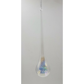 Pallina di Natale, Goccia Allungata di Vetro, 17 Cm, Trasparente Iridescente