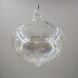 Pallina di Natale, Cipolla di Vetro, 8 Cm, Trasparente Iridescente