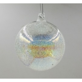 Pallina di Natale, Sfera di Vetro, 6 Cm, Innevata Iridescente