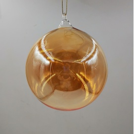 Pallina di Natale, Sfera di Vetro, 10 Cm, Ambra Trasparente