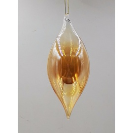 Pallina di Natale, Fuso di Vetro, 14 Cm, Ambra Trasparente