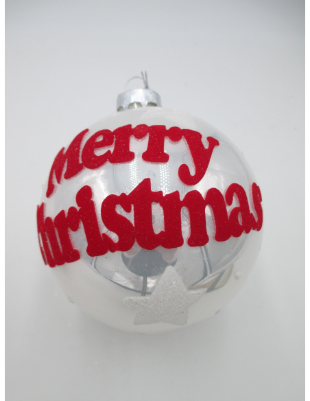 Pallina di Natale, Sfera di Vetro, 10 Cm, Rosso/Bianco Laccato, Assortite