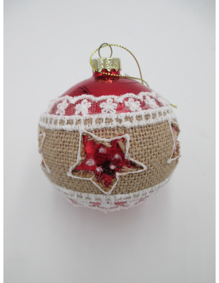 Pallina di Natale, Sfera di Vetro, 8 Cm, Rosso Lucido, Assortite