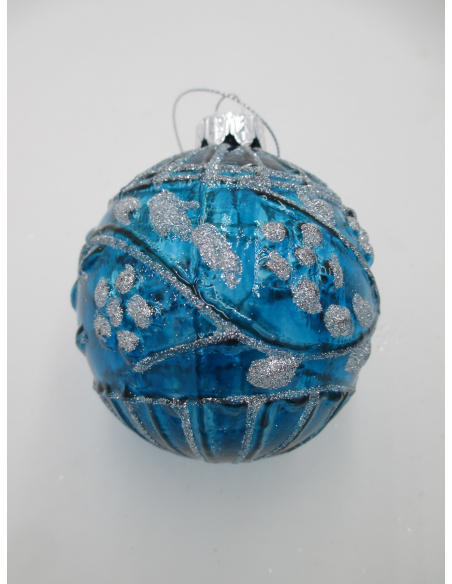 Pallina di Natale, Sfera di Vetro, 8 Cm, Blu Trasparente con Decorazione, Assortite Pallina di Natale, Sfera di Vetro, 8 Cm, Blu Trasparente con Decorazione, Assortite