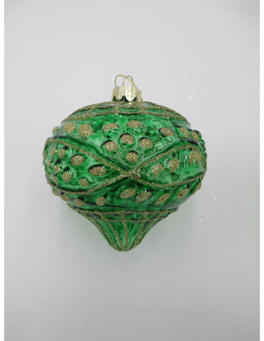 Pallina di Natale, Cipolla di Vetro, 10 Cm, Verde Trasparente con Decorazione, Assortite