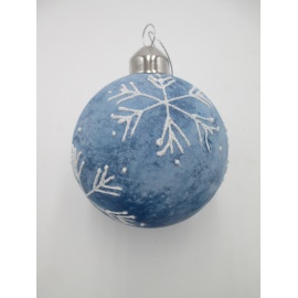 Pallina di Natale, Sfera di Vetro, 8 Cm, Azzurro Cielo Opaco con Decorazione