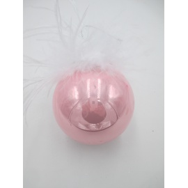 Pallina di Natale, Sfera di Vetro, 8 Cm, Rosa Smaltato con Decorazione