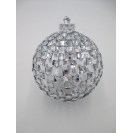 Pallina di Natale, Sfera di Vetro, 10 Cm, Trasparente con Decorazione