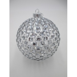 Pallina di Natale, Sfera di Vetro, 12 Cm, Trasparente con Decorazione