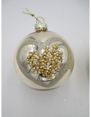 Pallina di Natale, Sfera di Vetro, 8 Cm, Rosso Smaltato/Opaco con Cuore, Assortite Pallina di Natale, Sfera di Vetro, 8 Cm, Rosso Smaltato/Opaco con Cuore, Assortite