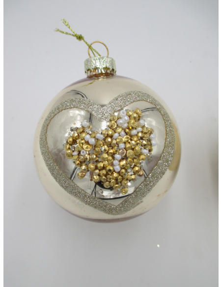 Pallina di Natale, Sfera di Vetro, 8 Cm, Rosso Smaltato/Opaco con Cuore, Assortite Pallina di Natale, Sfera di Vetro, 8 Cm, Rosso Smaltato/Opaco con Cuore, Assortite