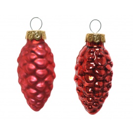 Pigne in vetro rosso lucido e opaco pz 12 cm.6
