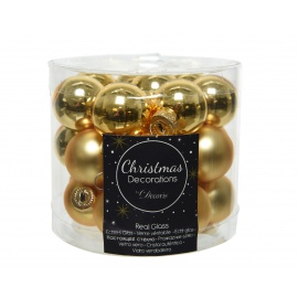 Mini sfere in vetro dorate lucido e opaco pz.24 cm.2,5