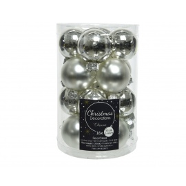 Mini sfere in vetro argento lucido e opaco pz.16 cm.3,5