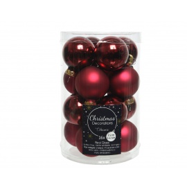 Mini sfere in vetro rosso scuro lucido e opaco pz.16 cm.3,5