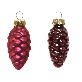 Pigne in vetro rosso scuro lucido e opaco pz 12 cm.6