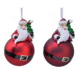 Sfera natalizia in vetro con babbo natale cm.8