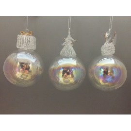 Pallina di Natale, Ornamento di Vetro, 10 Cm, Paillettes, Assortite