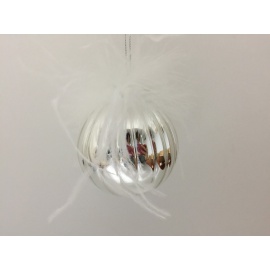 Pallina di Natale, Sfera di Vetro, 8 Cm, Oro Smaltato con Decorazione