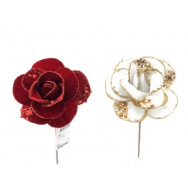 Fiore natalizio, Rosa velluto/glitter