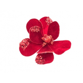 Fiore natalizio, Magnolia velluto/glitter Rosso/Oro