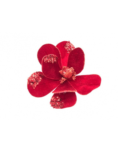 Fiore natalizio, Magnolia velluto/glitter Rosso/Oro