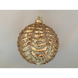 Pallina di Natale, Sfera di Vetro, 10 Cm, Trasparente con Decorazione