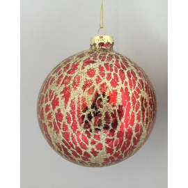 Pallina di Natale, Sfera di Vetro, 10 Cm, Bianco con Decorazione
