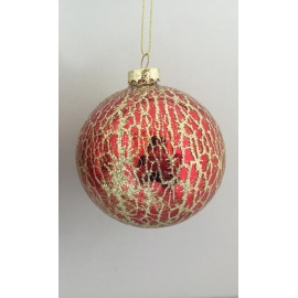 Pallina di Natale, Sfera di Vetro, 10 Cm, Rosso con Decorazione