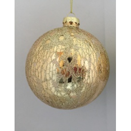 Pallina di Natale, Sfera di Vetro, 10 Cm, Argento con Decorazione