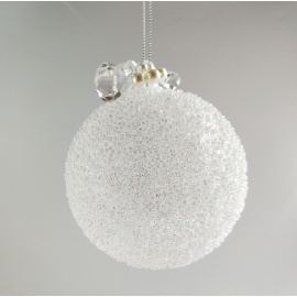 Pallina di Natale, Sfera di Vetro, 10 Cm, Oro con Decorazione