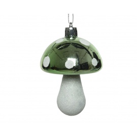 Decorazione natalizia, fungo verde da appendere diam.5X7,5cm