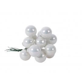 Bacche in vetro bianco inverno diam.2cm