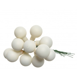 Bacche in vetro bianco lana diam.2cm
