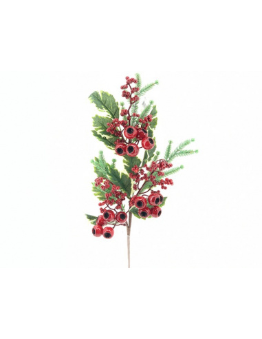 Fiore natalizio, Ramo con Bacche rosse 55 cm 
