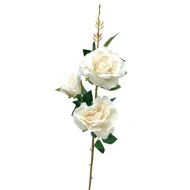 Fiore natalizio, Ramo con 3 Rose Bianche in Velluto