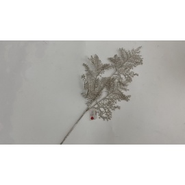 Fiore Natalizio, Ramo Capelvenere Glitterato Champagne 80cm 