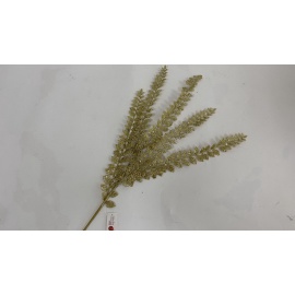 Fiore Natalizio, Rametti con Foglioline Glitterate Oro 85cm 