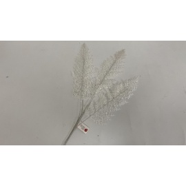 Fiore Natalizio, Ramo Felce Glitter Bianco 82 cm 