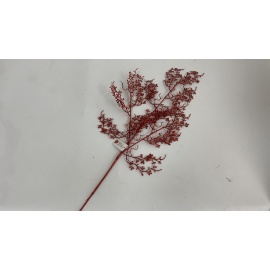 Fiore Natalizio, Ramo con Foglioline Glitter Rosso 80cm