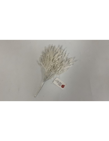 Fiore Natalizio, Ciuffo Glitter Bianco 18cm 