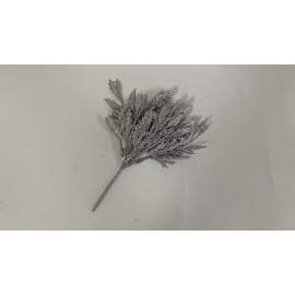 Fiore Natalizio, Ciuffo Glitter Argento 18cm 