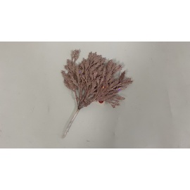 Fiore Natalizio, Ciuffo Glitter Rosa 18cm 