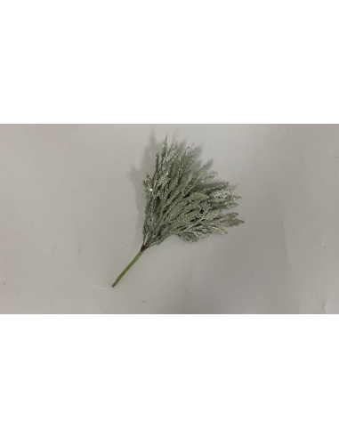 Fiore Natalizio, Ciuffo Glitter Menta 18cm 