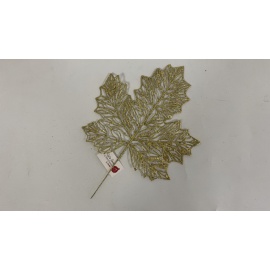 Fiore Natalizio, Foglia Quercia Glitter Oro cm 33