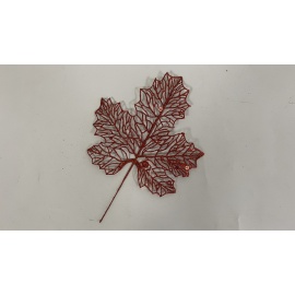 Fiore Natalizio, Foglia Quercia Glitter Rosso cm 33